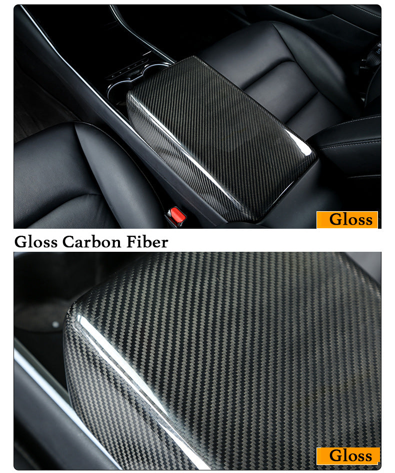 Real Carbon Fiber Armrest Box Cover for Tesla Model 3/Y