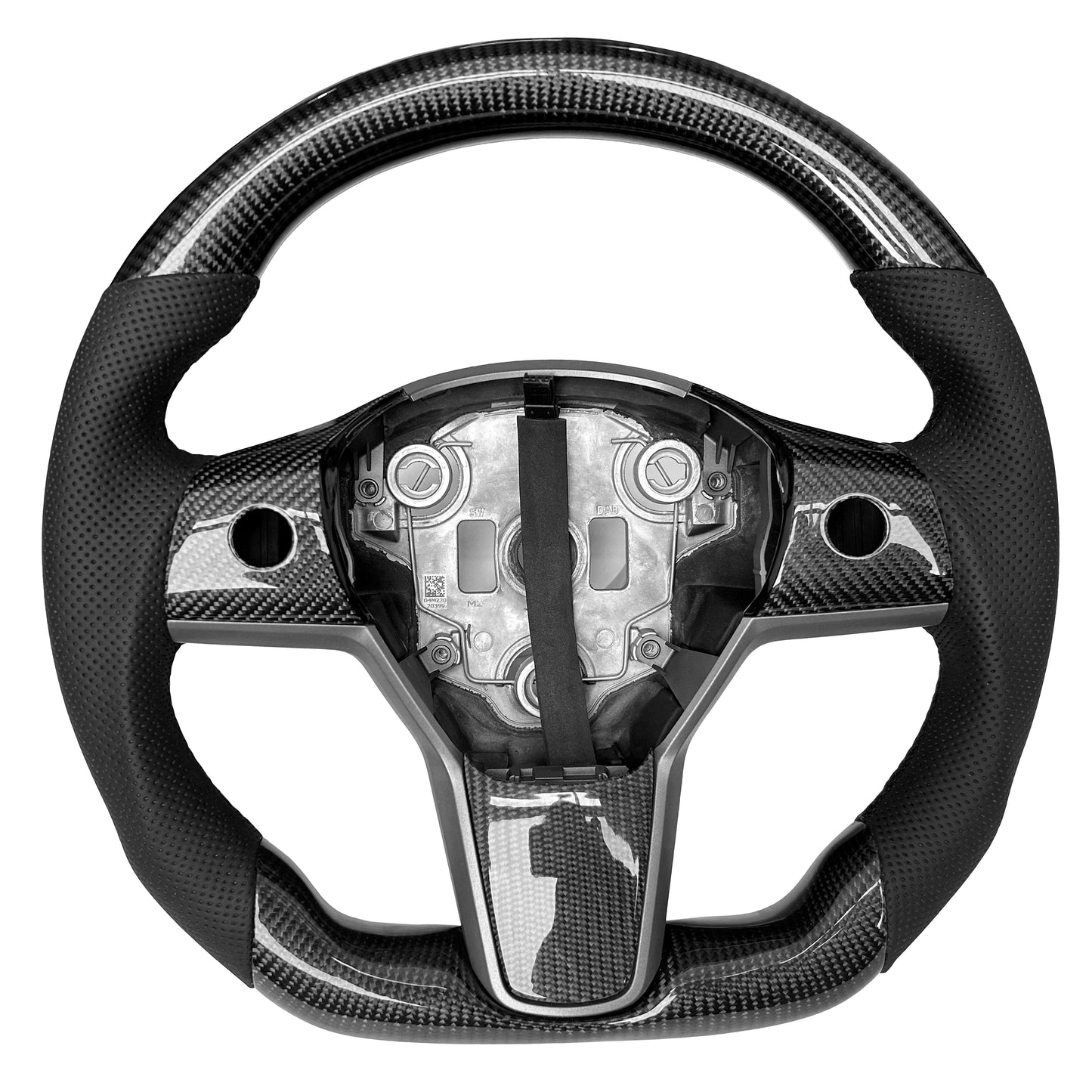 Perforated Leather, Glossy Carbon Fiber Steering Wheel Model 3/Y