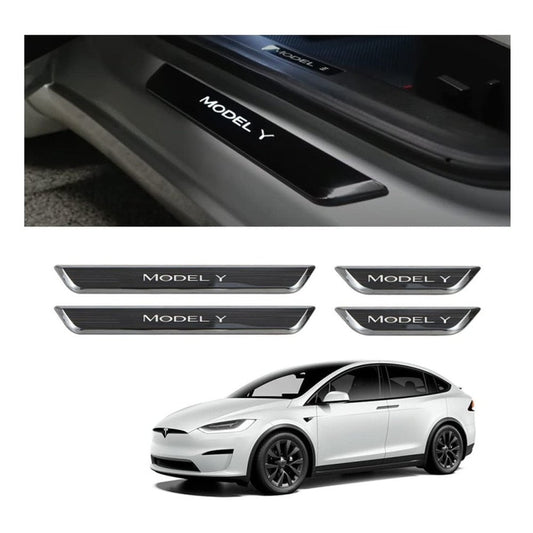 Door Sill Protector with LED Light for Tesla Model 3/Y